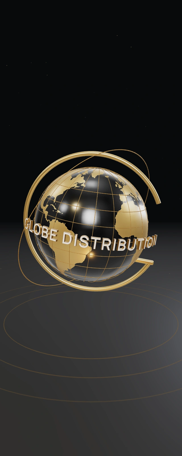 Globo GLOBE nero e oro, con continenti e nome in orbita